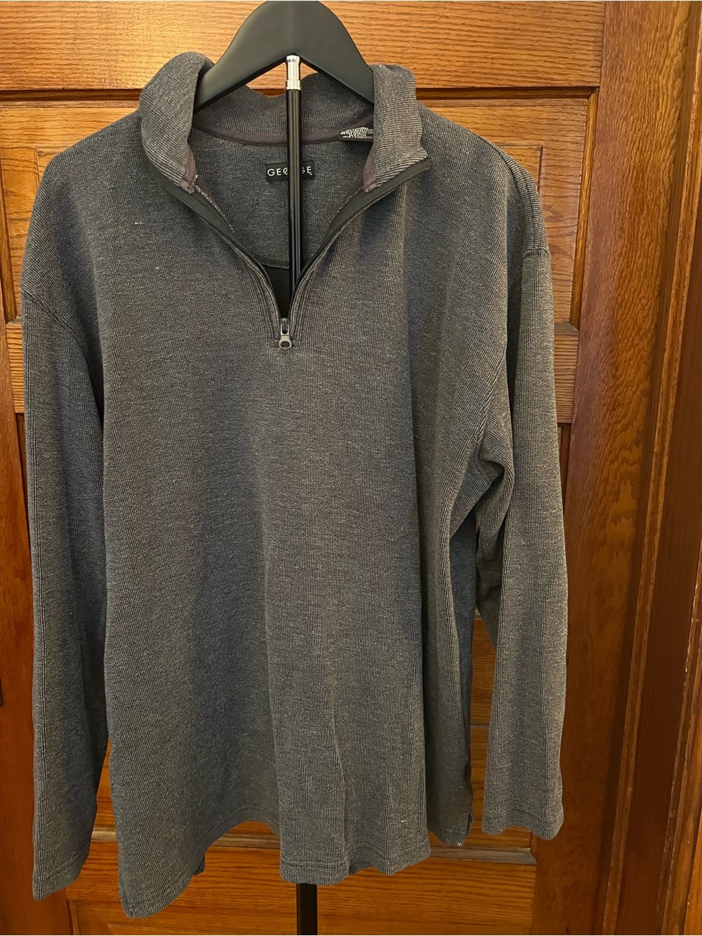 George Men's L Dark Gray Half-Zip Sweater